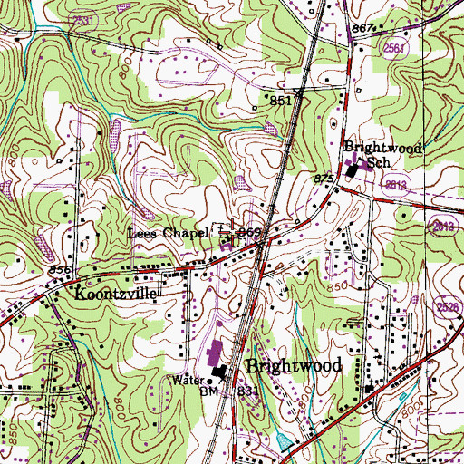 Topographic Map of Lees Chapel, NC