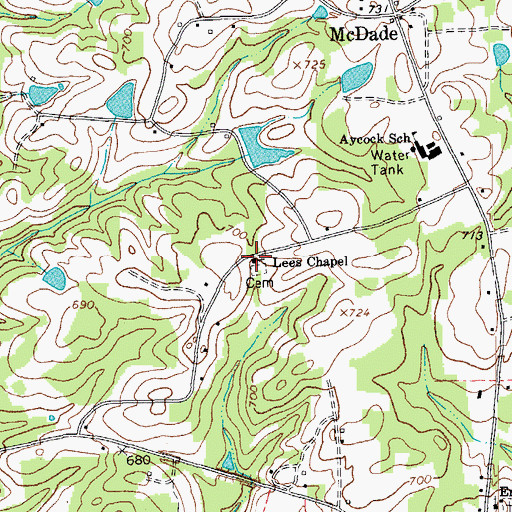 Topographic Map of Lees Chapel, NC