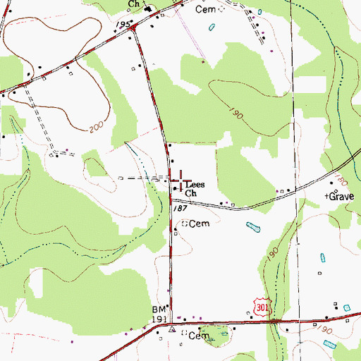 Topographic Map of Lees Church, NC