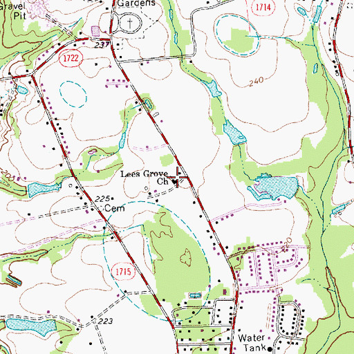 Topographic Map of Lees Grove Church, NC