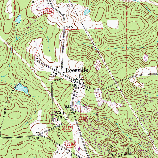 Topographic Map of Leesville, NC