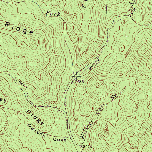 Topographic Map of Left Fork Deep Creek, NC