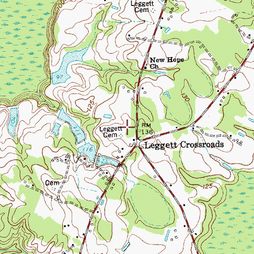 Topographic Map of Leggett Cemetery, NC