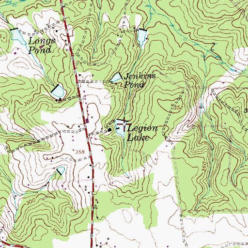 Topographic Map of Legion Lake, NC
