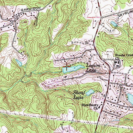 Topographic Map of Legion Lake, NC