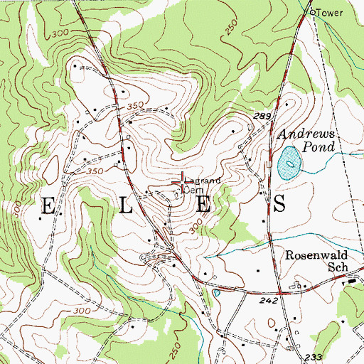 Topographic Map of Legrand Cemetery, NC