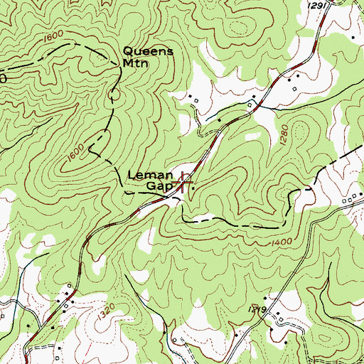 Topographic Map of Leman Gap, NC