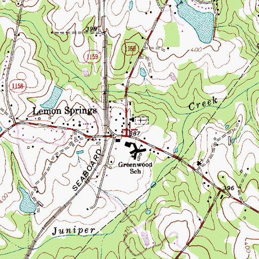 Topographic Map of Lemon Springs, NC
