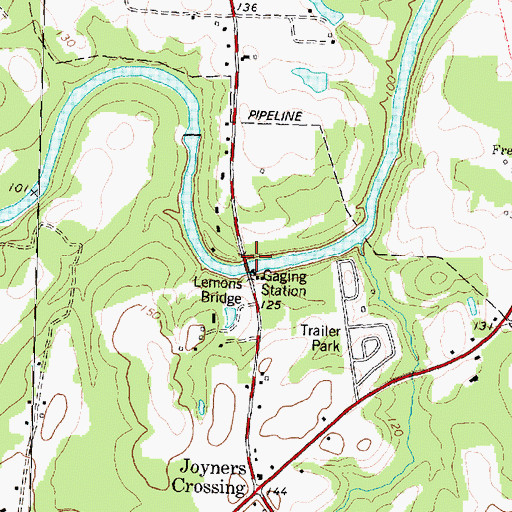 Topographic Map of Lemons Bridge, NC