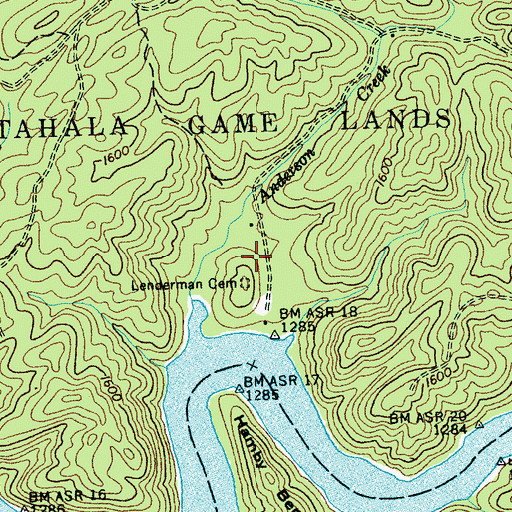 Topographic Map of Lenderman Cemetery, NC