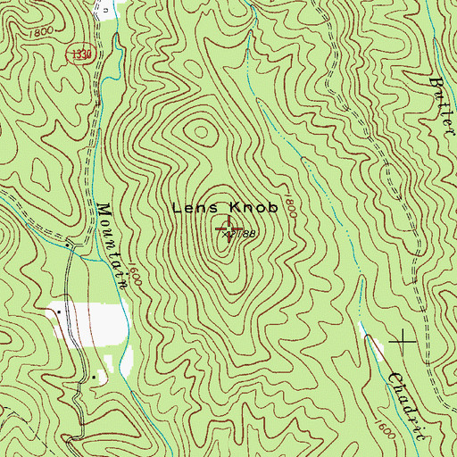 Topographic Map of Lens Knob, NC