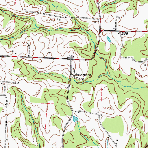 Topographic Map of Leonard Cemetery, NC