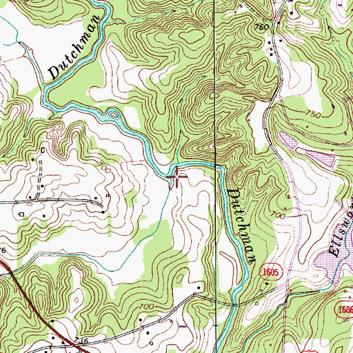 Topographic Map of Leonard Creek, NC