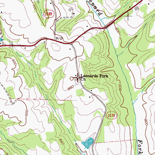 Topographic Map of Leonards Fork Church, NC