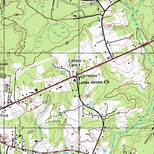Topographic Map of Lettis Grove Church, NC
