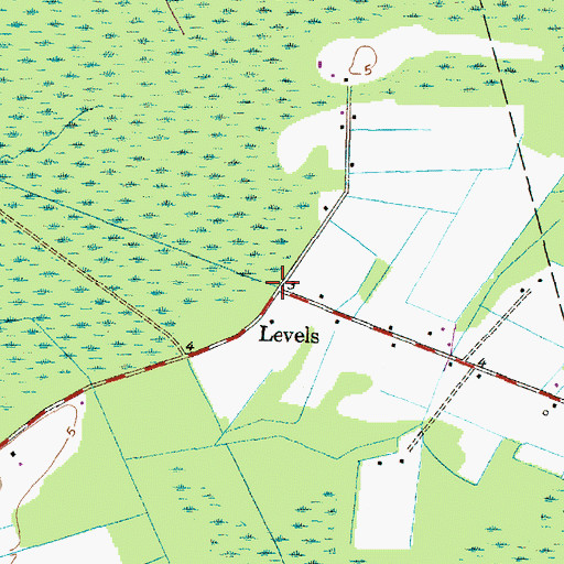 Topographic Map of Levels, NC