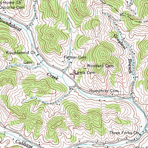 Topographic Map of Lewis Cemetery, NC