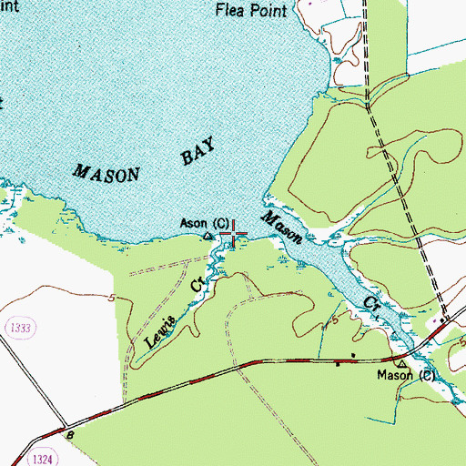 Topographic Map of Lewis Creek, NC