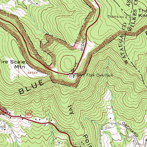 Topographic Map of Lewis Fork Overlook, NC