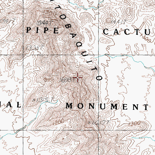 Topographic Map of Quitobaquito Hills, AZ