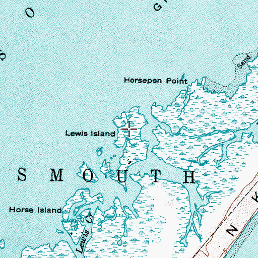 Topographic Map of Lewis Island, NC