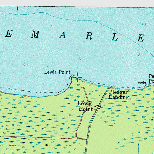 Topographic Map of Lewis Point, NC