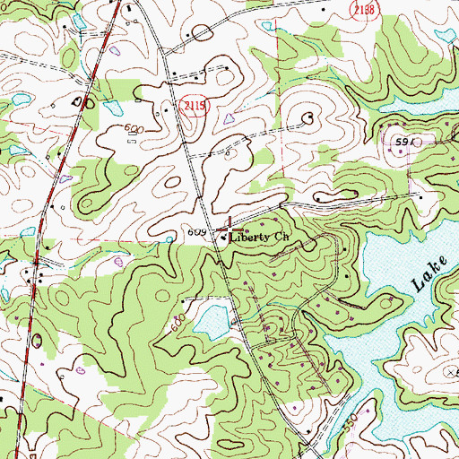 Topographic Map of Liberty Church, NC