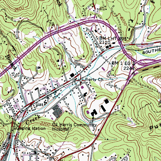 Topographic Map of Liberty Church, NC