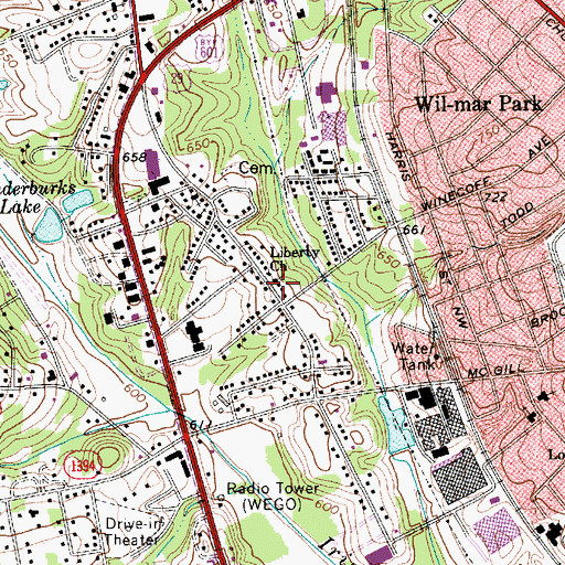 Topographic Map of Liberty Church, NC