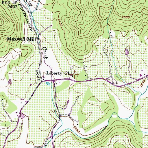 Topographic Map of Liberty Church, NC
