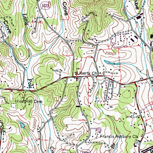 Topographic Map of Liberty Church, NC