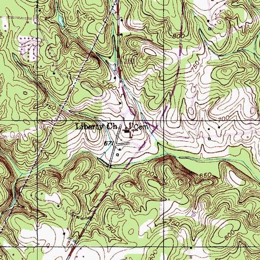 Topographic Map of Liberty Baptist Church, NC