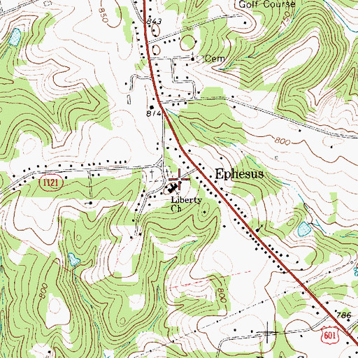 Topographic Map of Liberty Church, NC