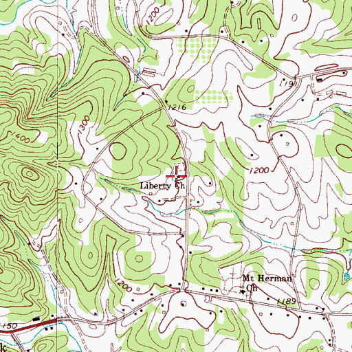 Topographic Map of Liberty Church, NC