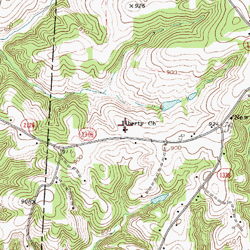 Topographic Map of Liberty Church, NC