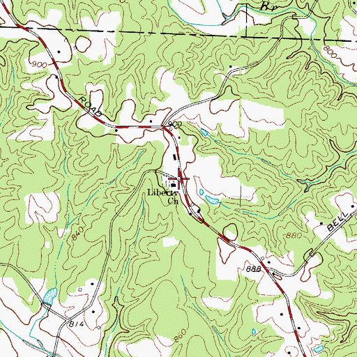 Topographic Map of Liberty Baptist Church, NC