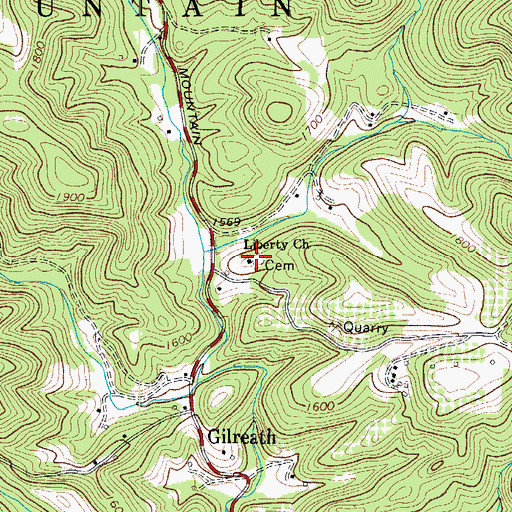 Topographic Map of Liberty Church, NC