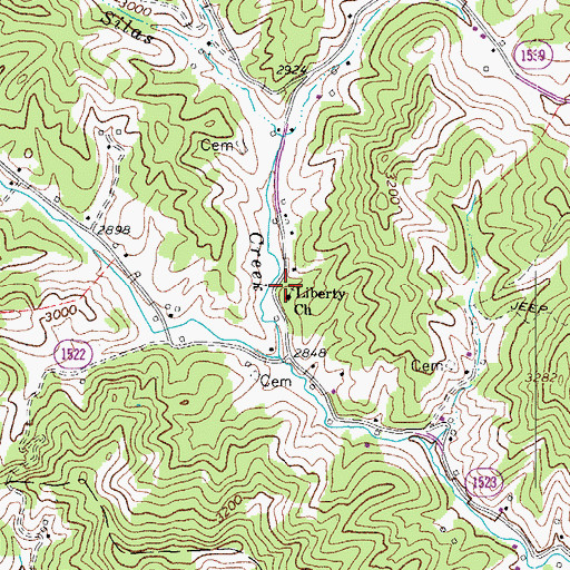 Topographic Map of Liberty Church, NC