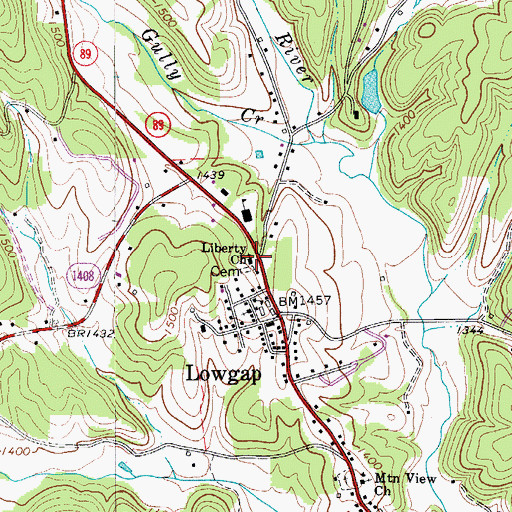 Topographic Map of Liberty Church, NC