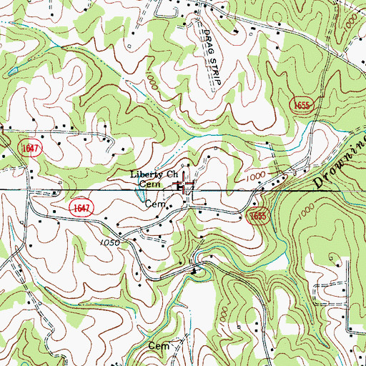 Topographic Map of Liberty Church Cemetery, NC