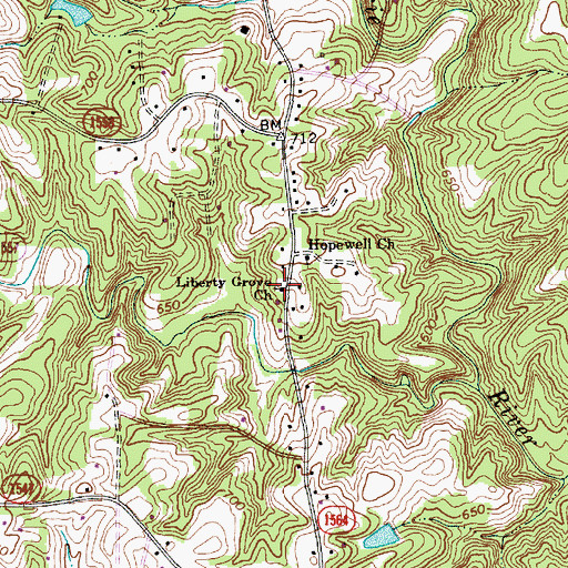 Topographic Map of Liberty Grove Church, NC