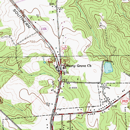 Topographic Map of Liberty Grove Church, NC