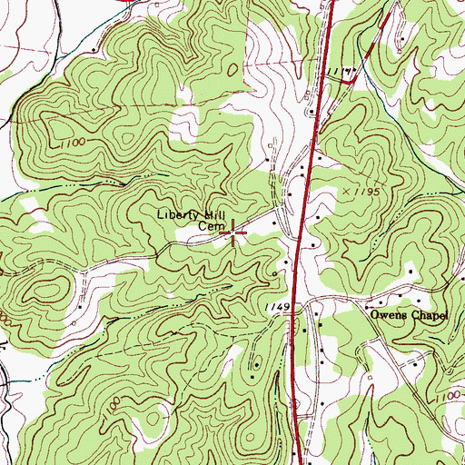 Topographic Map of Liberty Hill Cemetery, NC