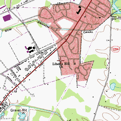 Topographic Map of Liberty Hill Church, NC