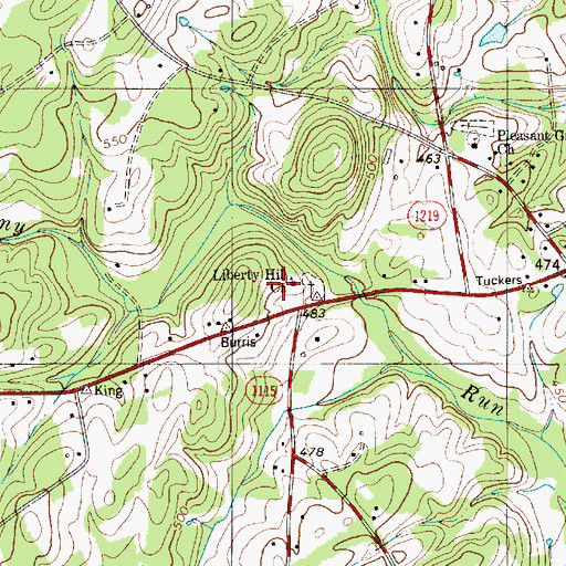 Topographic Map of Liberty Hill Church, NC