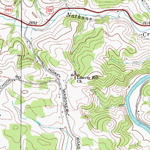 Topographic Map of Liberty Hill Church, NC