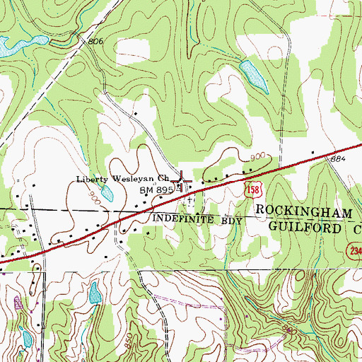 Topographic Map of Liberty Wesleyan Church, NC