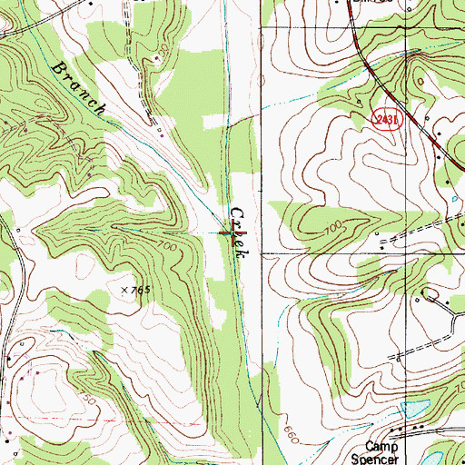 Topographic Map of Lick Branch, NC