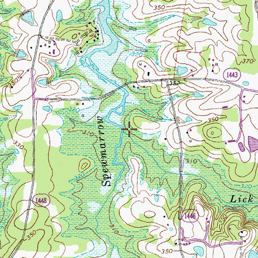 Topographic Map of Lick Branch, NC