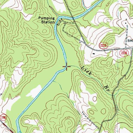 Topographic Map of Lick Branch, NC